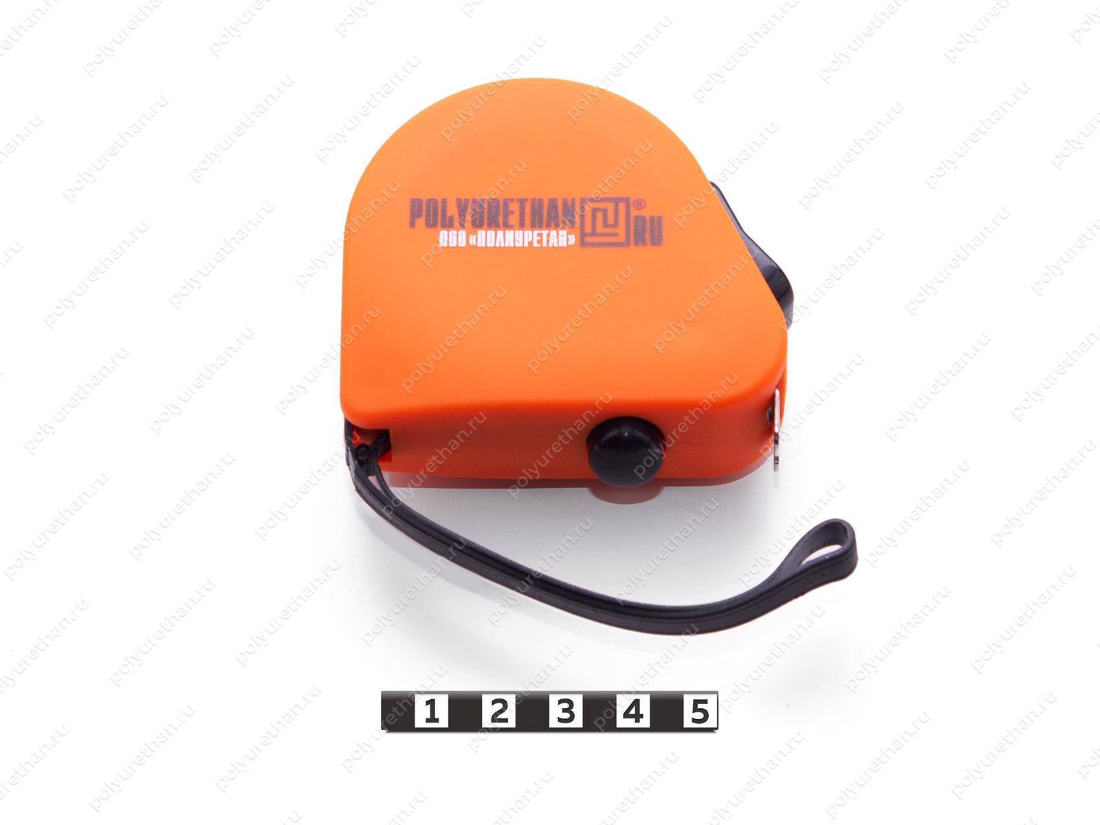 Рулетка "Meter" софт-тач, 3м, оранжевый, брендированная Полиуретан 74-07-006