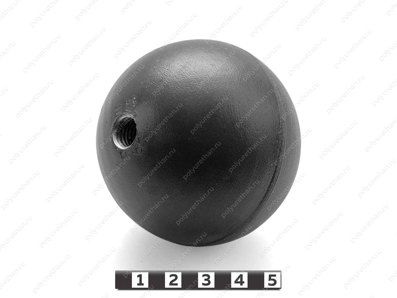 Ручка-шар с резьбовым отверстием М10, D=65 Полиуретан 62-10-065-01 (PU54/K72/черный)